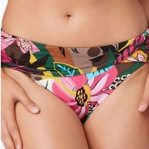 BLEU ROD BEATTIE Run Wild Fold Over Rutched Multi-colored Floral Bikini Bottom